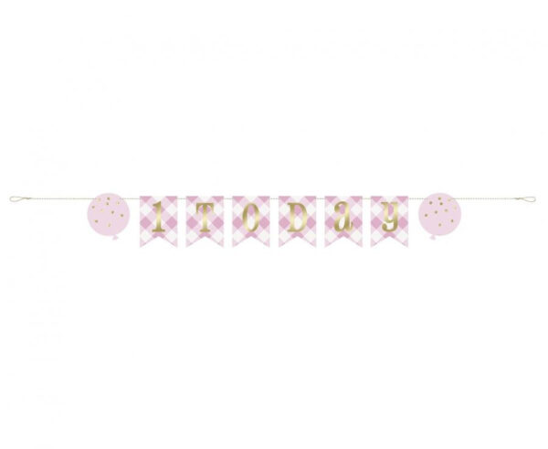 First Birthday 1st Birthday Rosa pappersbanner 182 cm