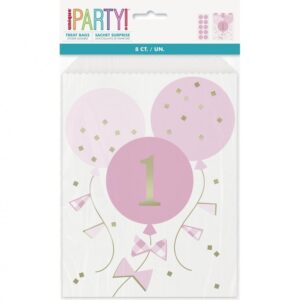 First Birthday Rosa 8-delars papperspåse set