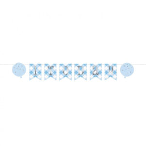First Birthday blå pappersbanner 182 cm