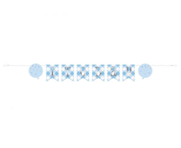 First Birthday 1st Birthday blå pappersbanner 182 cm