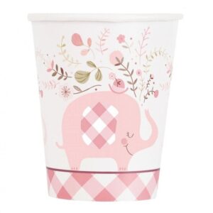 Elephant Floral Rosa pappersmuggar 8 st 266 ml