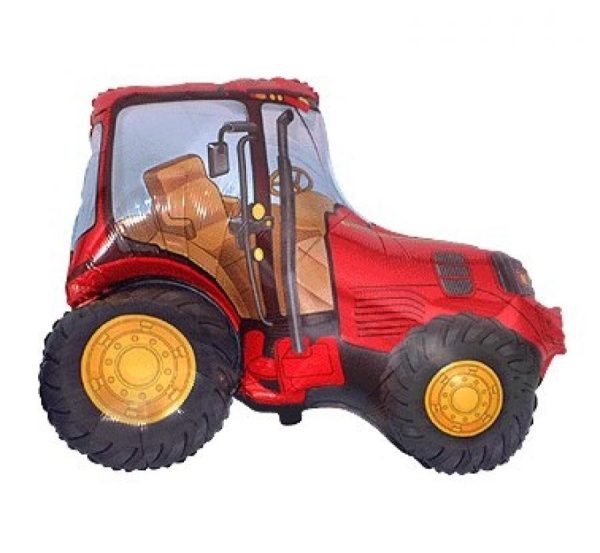 Traktor folieballong 36 cm röd