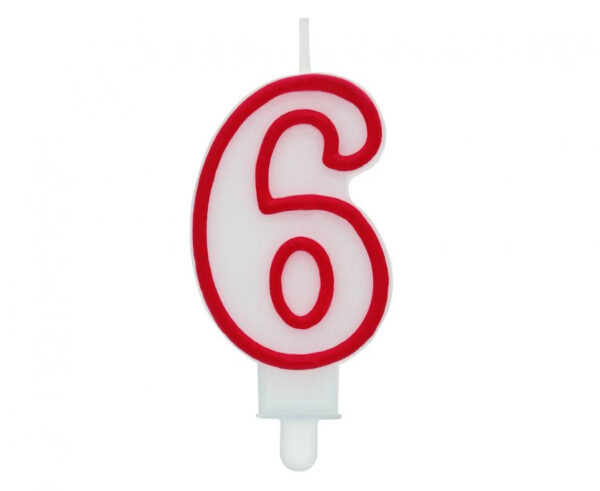 Number Röd Kontur, Röd Siffertårtljus 6