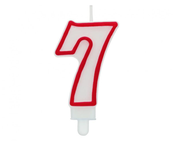 Number Röd Kontur, Röd Konturerad Siffertårtljus 7