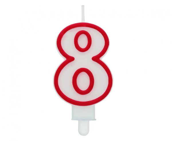 Number Röd Kontur, Röd Sifferljus, Födelsedagsljus 8