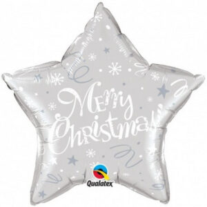 Christmas Merry Silver Star, folieballong 51 cm