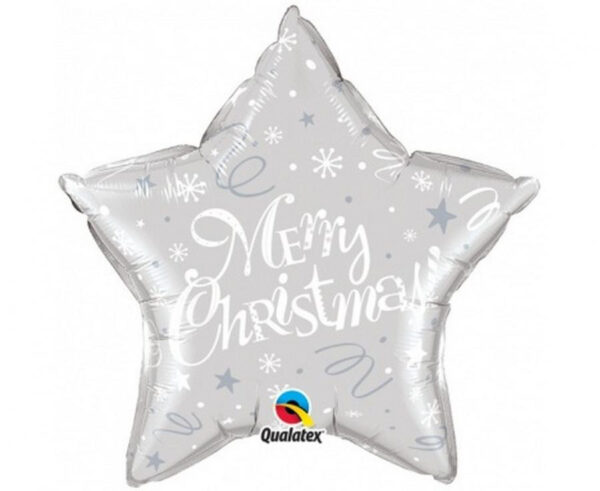 Christmas Merry Silver Star, folieballong 51 cm