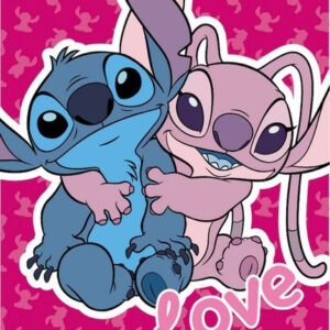 Disney Lilo and Stitch Kiss, Love badhandduk, strandhandduk 70x140 cm (Fast Dry)