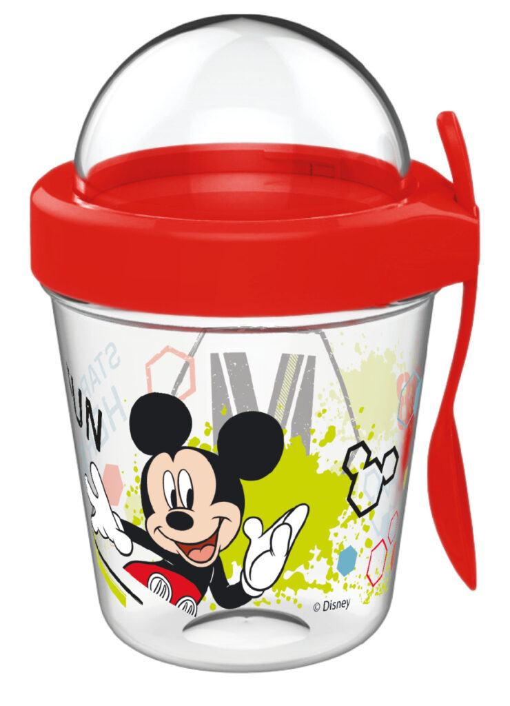 Disney Mickey snacksmugg med lock och sked 350 ml