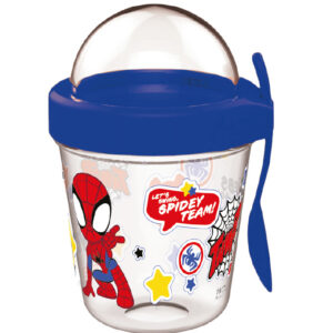 Spindelmannen Spidey mugg med snacksbehållare, lock och sked 350 ml