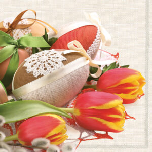 Easter Eggs & Catkins servettpaket, 20 st, 33x33 cm