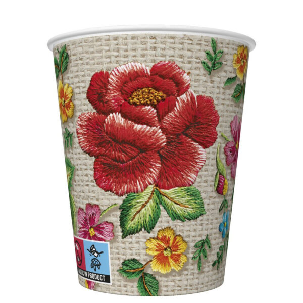 Rose Broderad Folk Pappersmugg 8-pack 250 ml
