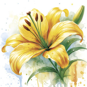 Flower Yellow Lily servetter 20 st 33x33 cm
