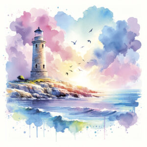 Travel Watercolour Lighthouse servett, paket om 20, 33x33 cm