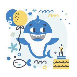 Happy Birthday Blue Shark Servettset, 20-pack, 33x33 cm
