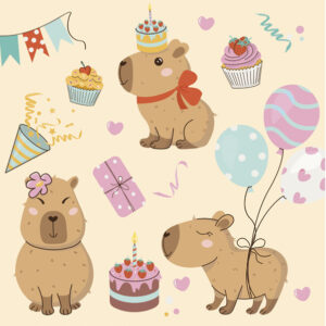 Animals Capybaras Happy Birthday servetter 20-pack 33x33 cm