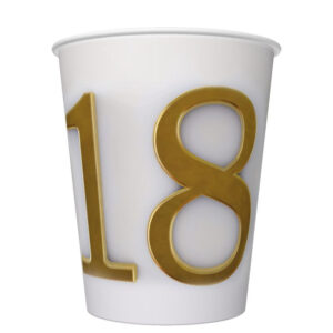 Happy Birthday Gold Motifs Happy Birthday 18 pappersmugg 8 st 250 ml
