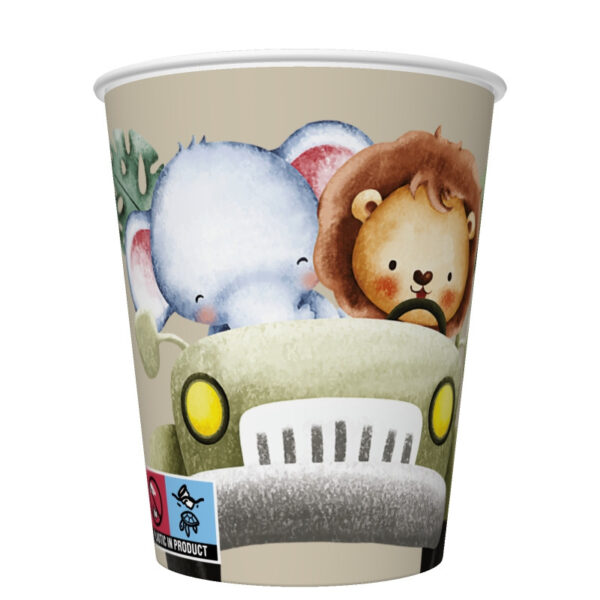 Animals Safari i Jeep 8-delars pappersmuggset 250 ml