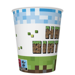 Happy Birthday Pixel Block pappersmuggar, 8-pack 250 ml