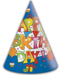Happy Birthday Kokliko födelsedagshatt, kon 6-pack