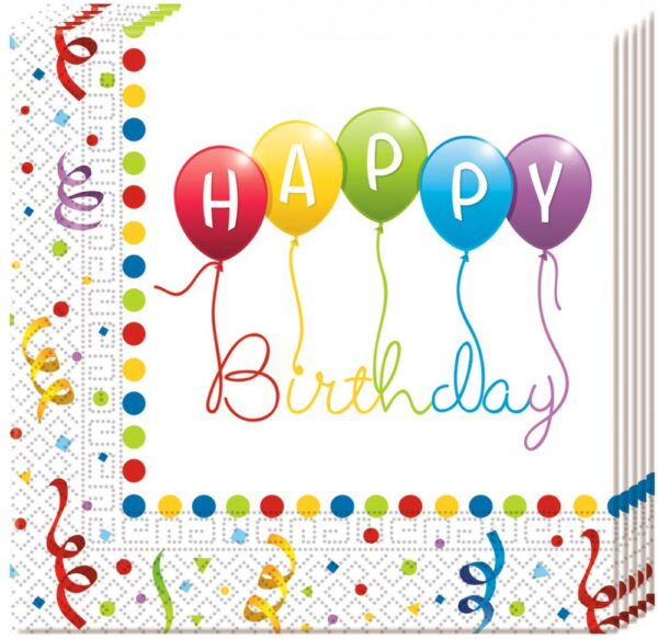 Happy Birthday Servetter 20-pack 33x33 cm