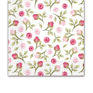 Flower Romantic Roses servetter, paket om 20, 33x33 cm