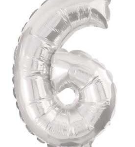 Number Mini 6 Silver Folieballong 35 cm