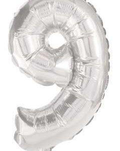 Number Mini Number 9 Silverfolieballong 35 cm