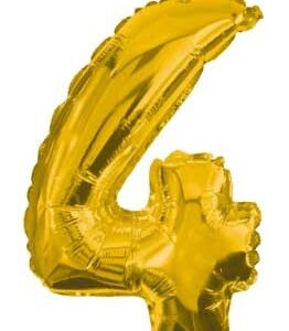 Number Gold, jättestor folieballong siffra 4, 85 cm