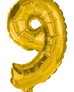 Number Gold, Giant Guld Nummer 9 Folieballong 85 cm
