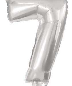 Number Giant Nummer 7 Silverfolieballong 85 cm