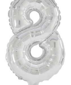 Number Giant Sifferballong 8 i silverfolie 85 cm