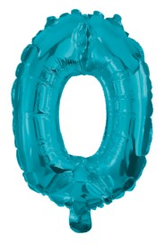Number Mini 0 blå folieballong 32 cm
