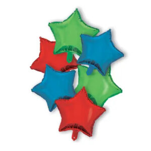 Colour Röd Blå Grön Stjärna Folieballong 6-pack 46 cm