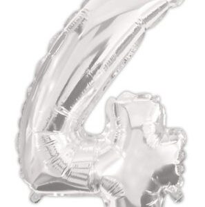 Number Silver, silverfolieballong siffra 4, 95 cm