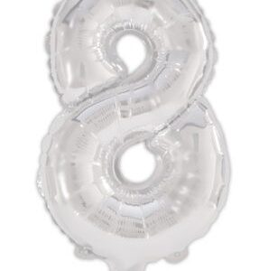 Number Silver, silver folieballong siffra 8, 95 cm