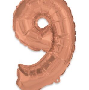 Number Roséguld Nummer 9 Folieballong 95 cm
