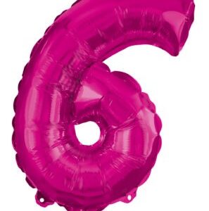 Siffran 6 folieballong i hetrosa, 95 cm