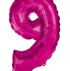 Siffran 9 Folieballong i hetrosa 95 cm