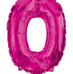 Siffra 0 folieballong i hetrosa, 95 cm