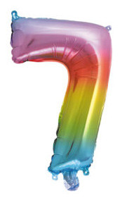 Number Multicolour Metallic Mini 7 Folieballong 34 cm