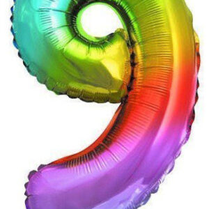 Number Multicolour Metallic mini nummer 9 folieballong 36 cm
