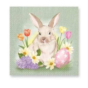 Påskservetter med kanin och blommor, 20-pack 33x33 cm