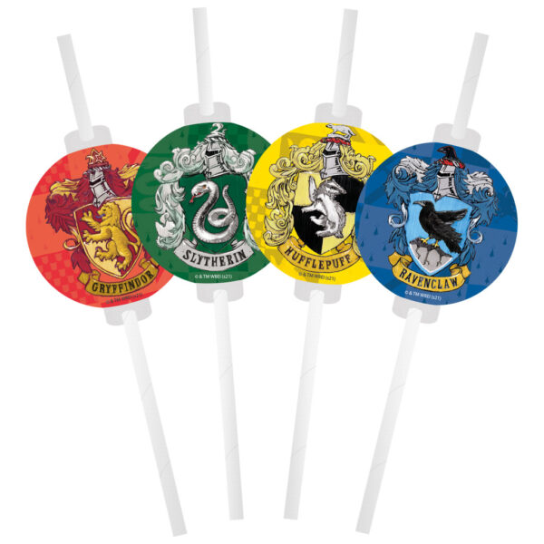 Harry Potter Hogwarts Houses papperssugrör 4-pack FSC