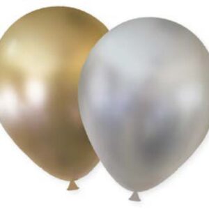Happy Birthday glänsande silver- och guldballonger, 6-pack