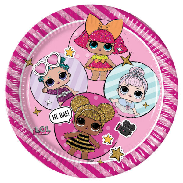 LOL Surprise Glitterati papperstallrik 8-pack 23 cm FSC