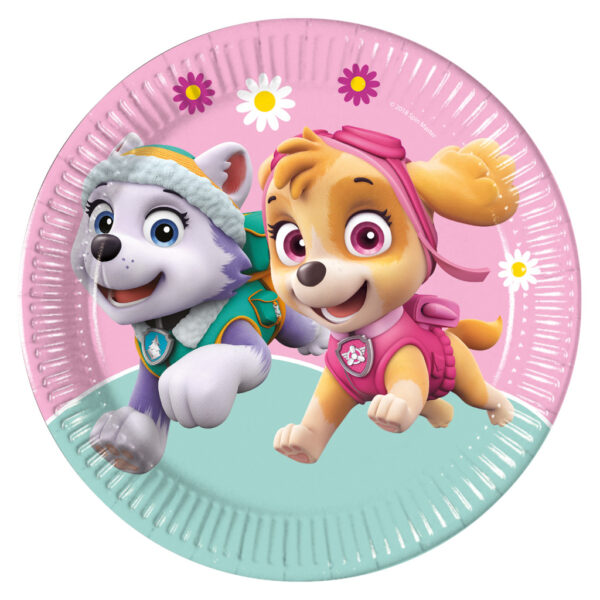 Paw Patrol Skye och Everest papperstallrikar 8-pack 23 cm FSC