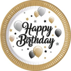 Happy Birthday Milestone papperstallrikar 8 st 23 cm FSC
