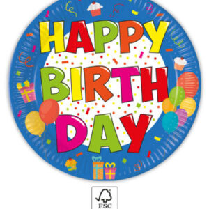 Happy Birthday Kokliko Happy Birthday pappersassiett 8 st 23 cm FSC