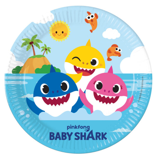 Baby Shark papperstallrik 23 cm FSC, 8-pack